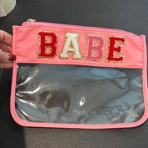Mud Pie Pink and Red 'Babe' Cosmetic Bag